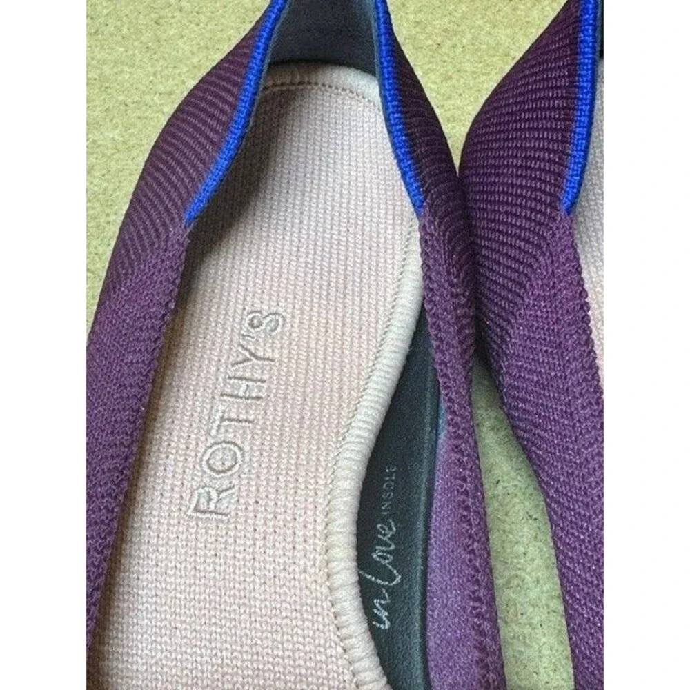 NWOB Rothys The Knot Ballet Flats Women's 9 Eggplant Purple Knit Washable Shoes